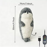 USB Heated Seal Plush Pillow with Temperature Control & Timer – Soft Fleece Warming Buddy for Bed, Couch, and Cozy Relaxation (Brown)