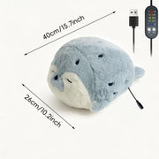 USB Heated Seal Plush Pillow with Temperature Control & Timer – Soft Fleece Warming Buddy for Bed, Couch, and Cozy Relaxation (Brown)