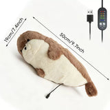 USB Heated Seal Plush Pillow with Temperature Control & Timer – Soft Fleece Warming Buddy for Bed, Couch, and Cozy Relaxation (Grey)