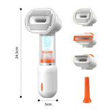 4-in-1 Pet Hair Vacuum Comb, Rechargeable De-shedding Tool with Interchangeable Heads, Duck-Shape Design for Cats & Dogs — Traps Loose Fur, Cleans Sofas and Crevices, Cordless and Lightweight Grooming Kit (White)