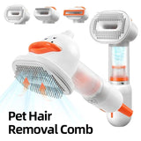 4-in-1 Pet Hair Vacuum Comb, Rechargeable De-shedding Tool with Interchangeable Heads, Duck-Shape Design for Cats & Dogs — Traps Loose Fur, Cleans Sofas and Crevices, Cordless and Lightweight Grooming Kit (White) In Australia - Darrahopens