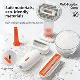 4-in-1 Pet Hair Vacuum Comb, Rechargeable De-shedding Tool with Interchangeable Heads, Duck-Shape Design for Cats & Dogs — Traps Loose Fur, Cleans Sofas and Crevices, Cordless and Lightweight Grooming Kit (White)
