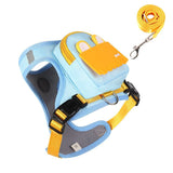 Stylish Color-Block Dog Backpack Harness with Built-in Poop Bag Dispenser – No-Pull Vest Design, Breathable Mesh Interior, and Matching 1.5m Leash for Fun-Filled Daily Walks and Outdoor Mini Adventures (L, Yellow)