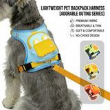 Stylish Color-Block Dog Backpack Harness with Built-in Poop Bag Dispenser – No-Pull Vest Design, Breathable Mesh Interior, and Matching 1.5m Leash for Fun-Filled Daily Walks and Outdoor Mini Adventures (M, Yellow) In Australia - Darrahopens