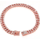 Sparkling Diamond-Studded Cuban Chain Pet Collar – Hip-Hop Bling Necklace for Cats and Small Dogs, Adjustable Fit, Gold, Silver, Rose Gold, or Pink Crystal Accents, Bold Fashion Statement for Your Furry Trendsetter (RoseGold, 30cm（12in）)