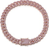 Sparkling Diamond-Studded Cuban Chain Pet Collar – Hip-Hop Bling Necklace for Cats and Small Dogs, Adjustable Fit, Gold, Silver, Rose Gold, or Pink Crystal Accents, Bold Fashion Statement for Your Furry Trendsetter (RoseGold, 55cm（22in）)