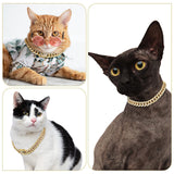 Sparkling Diamond-Studded Cuban Chain Pet Collar – Hip-Hop Bling Necklace for Cats and Small Dogs, Adjustable Fit, Gold, Silver, Rose Gold, or Pink Crystal Accents, Bold Fashion Statement for Your Furry Trendsetter (RoseGold, 70cm（28in）)