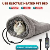 Heated Pet Bed with USB Power, Foldable Cat Dog Sleeping Bag with Soft Fleece, Adjustable Temperature Control and Timer, Ideal for Travel and Home Use (Grey) In Australia - Darrahopens