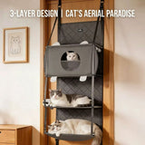 Space-Saving Door Hanging Cat Shelves with Cozy Enclosed Condo and Open Lounging Platforms, a Four-Tier Vertical Climbing Haven for Multi-Cat Households to Rest, Play, and Watch the World from Above (Grey) In Australia - Darrahopens