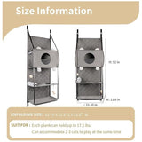 Space-Saving Door Hanging Cat Shelves with Cozy Enclosed Condo and Open Lounging Platforms, a Four-Tier Vertical Climbing Haven for Multi-Cat Households to Rest, Play, and Watch the World from Above (Grey)