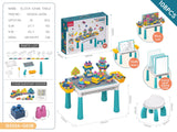 Multifunctional Kids Building Block Table Set with Storage, Compatible with 3-6 Year Olds, Includes Chair and 88-380PCS Colorful Bricks, Ideal for Learning, Drawing, Sand & Water Play (108PCS)