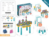 Multifunctional Kids Building Block Table Set with Storage, Compatible with 3-6 Year Olds, Includes Chair and 88-380PCS Colorful Bricks, Ideal for Learning, Drawing, Sand & Water Play (108PCS)