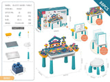 Multifunctional Kids Building Block Table Set with Storage, Compatible with 3-6 Year Olds, Includes Chair and 88-380PCS Colorful Bricks, Ideal for Learning, Drawing, Sand & Water Play (300PCS) In Australia - Darrahopens