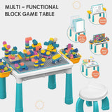 Multifunctional Kids Building Block Table Set with Storage, Compatible with 3-6 Year Olds, Includes Chair and 88-380PCS Colorful Bricks, Ideal for Learning, Drawing, Sand & Water Play (380PCS) In Australia - Darrahopens