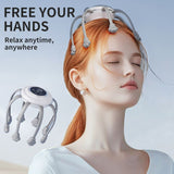 Wireless Octopus Head Massager with USB Charging – Ergonomic Scalp Relaxation Device for Home, Office, and Travel Use (White)