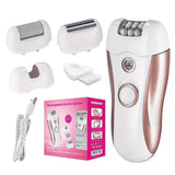 4-in-1 women's hair removal, electric epilator, shaver, foot file, trimmer, USB rechargeable, IPX6 waterproof, body grooming, Australian women - Rose gold - Size L