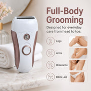 4-in-1 women's hair removal, electric epilator, shaver, foot file, trimmer, USB rechargeable, IPX6 waterproof, body grooming, Australian women - Rose gold - Size L