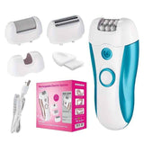 4-in-1 women's hair removal, electric epilator, shaver, foot file, trimmer, USB rechargeable, IPX6 waterproof, body grooming, Australian women - Sky Blue - Size L In Australia - Darrahopens