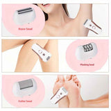 4-in-1 women's hair removal, electric epilator, shaver, foot file, trimmer, USB rechargeable, IPX6 waterproof, body grooming, Australian women - Sky Blue - Size L In Australia - Darrahopens