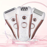 4-in-1 women's hair removal, electric epilator, shaver, foot file, trimmer, USB rechargeable, IPX6 waterproof, body grooming, Australian women - Sky Blue - Size L