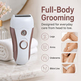 4-in-1 women's hair removal, electric epilator, shaver, foot file, trimmer, USB rechargeable, IPX6 waterproof, body grooming, Australian women - Sky Blue - Size L