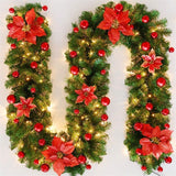 Christmas Garland 2 Piece Set 2.7m Garland Garland With Lights Christmas Home - Gold - Size 270cm