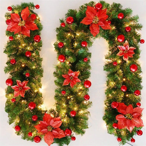 Christmas Garland 2 Piece Set 2.7m Garland Garland With Lights Christmas Home - Red - Size 270cm In Australia - Darrahopens