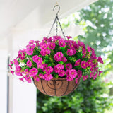 Artificial Petunia Hanging Flower Arrangement Red White Blue Flowers Outdoor - Multi-color - Size 11