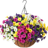 Artificial Petunia Hanging Flower Arrangement Red White Blue Flowers Outdoor - Multi-color - Size 13