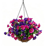 Artificial Petunia Hanging Flower Arrangement Red White Blue Flowers Outdoor - Multi-color - Size 5 In Australia - Darrahopens