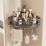 Gray Shower Caddy 3-Tier Corner Caddy Shower Hooks Bathroom Storage Rust-Resistant