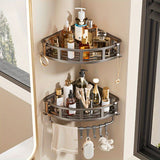 Gray Shower Caddy 3-Tier Corner Caddy Shower Hooks Bathroom Storage Rust-Resistant