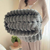 Flannel Sofa Blanket Office Blanket Living Room Throw Comfortable Blanket - Gray - Size L 150-200cm