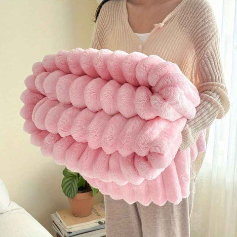 Flannel Sofa Blanket Office Blanket Living Room Throw Comfortable Blanket - Pink - Size M 100-150cm