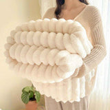 Flannel Sofa Blanket Office Blanket Living Room Throw Comfortable Blanket - White - Size XL  200-230cm