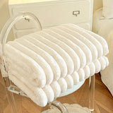 Flannel Sofa Blanket Office Blanket Living Room Throw Comfortable Blanket - White - Size XL  200-230cm