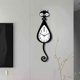 Black Cat-Shaped Clock Home Decor Clock Unique Wall Clock High-Quality Clock Cat