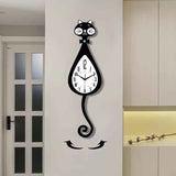 Black Cat-Shaped Clock Home Decor Clock Unique Wall Clock High-Quality Clock Cat