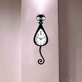 Black Cat-Shaped Clock Home Decor Clock Unique Wall Clock High-Quality Clock Cat