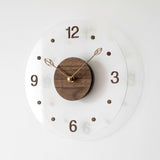 Brown Black Modern Wall Clock Transparent Clock Wooden Centre Clock Leaf Hands Clock