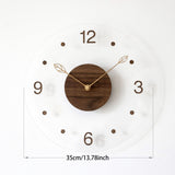 Brown Black Modern Wall Clock Transparent Clock Wooden Centre Clock Leaf Hands Clock