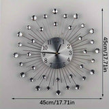 Silver Black Silver Wall Clock Sunburst Wall Clock Home Decor Clock Modern Wall Clock