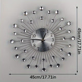 Silver Black Silver Wall Clock Sunburst Wall Clock Home Decor Clock Modern Wall Clock