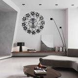 Black Blue Floral Wall Clock Crystal Wall Clock Silent Wall Clock Home Decor Clock Elegant
