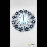 Black Blue Floral Wall Clock Crystal Wall Clock Silent Wall Clock Home Decor Clock Elegant