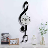 White Brown Treble Clef Wall Clock Music Themed Wall Clock Unique Home Decor Clock Office