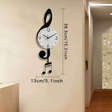 White Brown Treble Clef Wall Clock Music Themed Wall Clock Unique Home Decor Clock Office