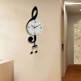 White Brown Treble Clef Wall Clock Music Themed Wall Clock Unique Home Decor Clock Office