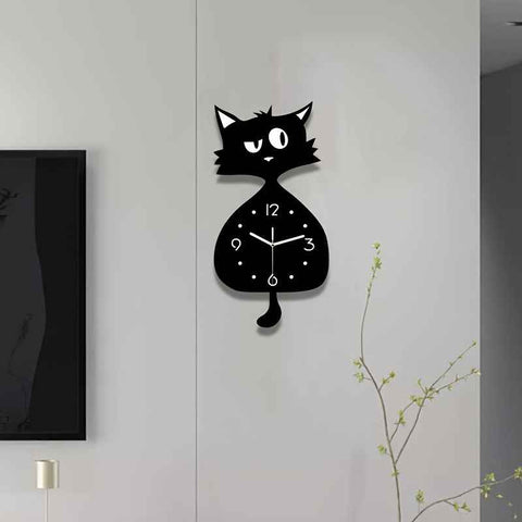 Black Gray Cat Wall Clock Unique Home Decor Silent Wall Clock Cat Decor Australia Modern