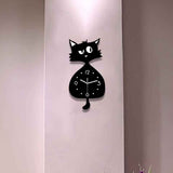 Black Gray Cat Wall Clock Unique Home Decor Silent Wall Clock Cat Decor Australia Modern